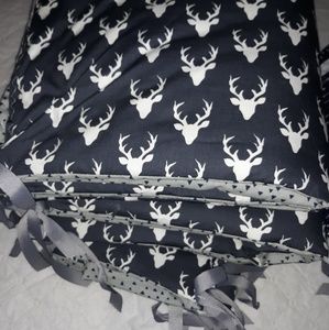 Handmade navy blue buck crib set